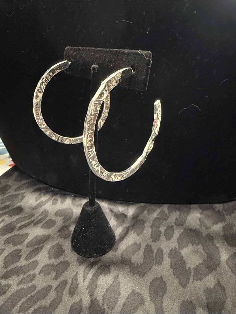 Silver Textured Hoop Earrings